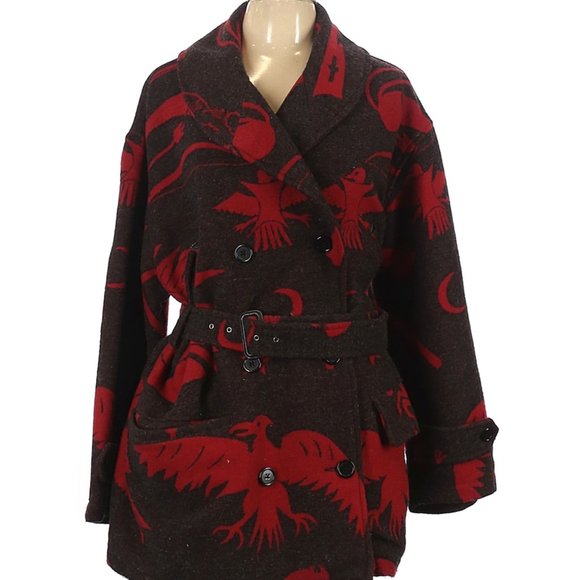 VNTG Ralph Lauren Tribal Aztec COUNTRY Pea Coat L - Picture 1 of 2